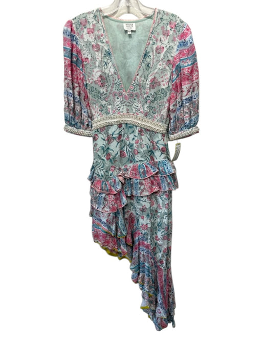 Hemant & Nandita Size XS Blue, Pink, Green Viscose Blend Long Sleeve Dress Blue, Pink, Green / XS