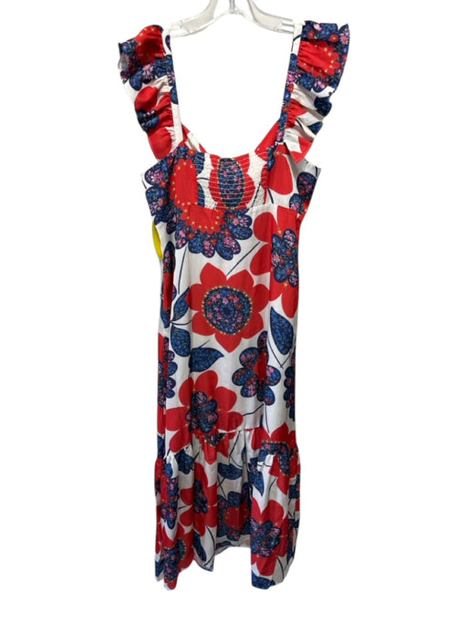 CROSBY by Mollie Burch Size Small Red, Blue, Yellow Polyester Floral Midi Dress Red, Blue, Yellow / Small