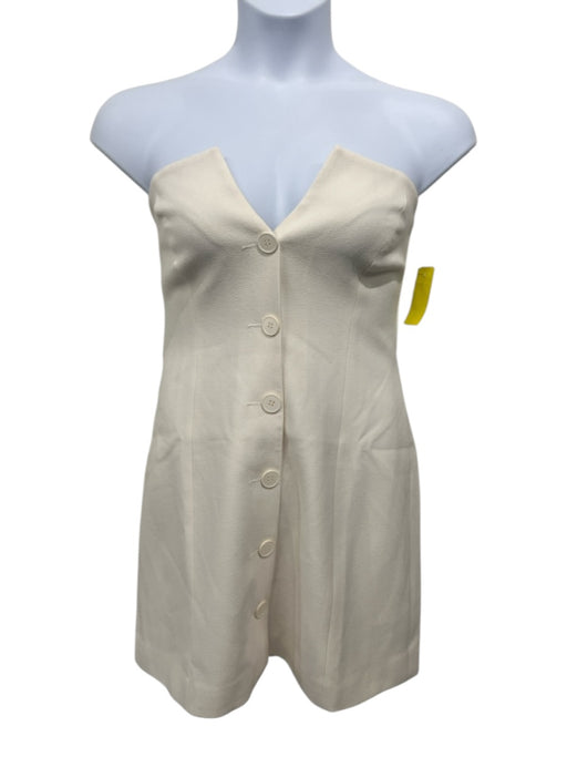 Shona Joy Size 10 Cream White Polyester Blend Strapless Button Front Dress Cream White / 10