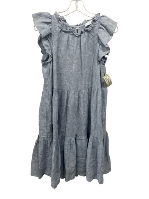 Lake Size XS Light Blue Linen Ruffle Cap Sleeve Tiered Ruffles Dress Light Blue / XS