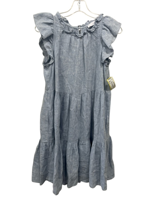 Lake Size XS Light Blue Linen Ruffle Cap Sleeve Tiered Ruffles Dress Light Blue / XS