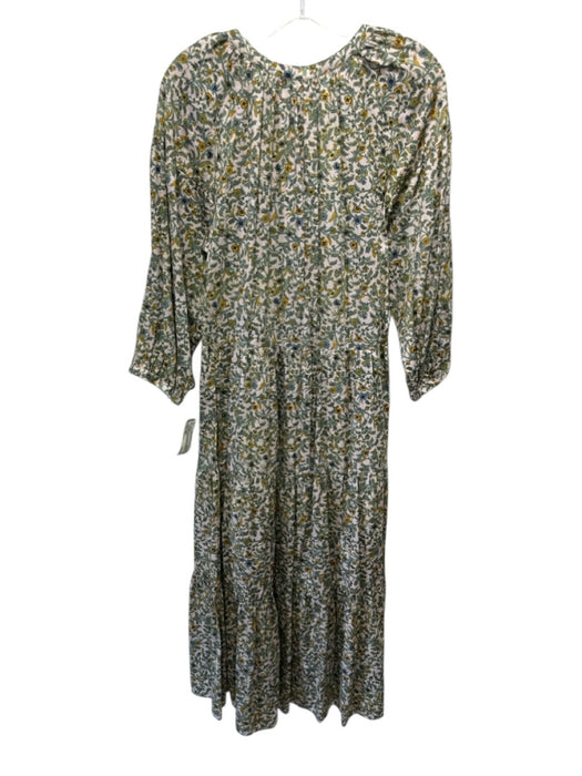 XiRENA Size Medium Green, Blue, Yellow Cotton Long Sleeve Floral V Nec — Labels Resale Boutique