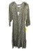 XiRENA Size Medium Green, Blue, Yellow Cotton Long Sleeve Floral V Neck Dress Green, Blue, Yellow / Medium