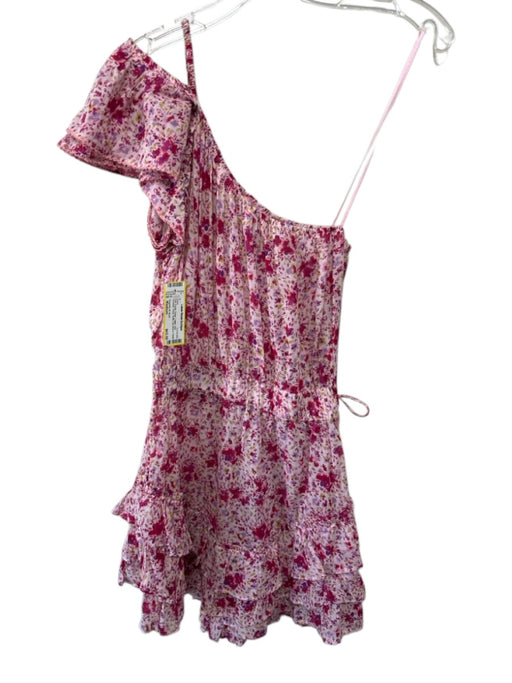 Poupette St. Barth Size Medium Pink, Purple, Green Cotton One Shoulder Dress Pink, Purple, Green / Medium