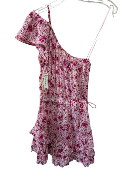 Poupette St. Barth Size Medium Pink, Purple, Green Cotton One Shoulder Dress Pink, Purple, Green / Medium