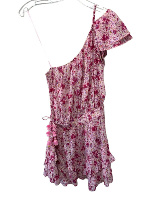 Poupette St. Barth Size Medium Pink, Purple, Green Cotton One Shoulder Dress Pink, Purple, Green / Medium