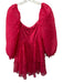 Majorelle Size XS Red Pink Polyester Blend Long puff sleeve Lace Overlay Dress Red Pink / XS