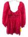 Majorelle Size XS Red Pink Polyester Blend Long puff sleeve Lace Overlay Dress Red Pink / XS