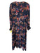 Johnny Was Jade Size XS Navy, Orange, Pink Silk Long Sleeve Floral Dress Navy, Orange, Pink / XS