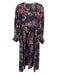Johnny Was Jade Size XS Navy, Orange, Pink Silk Long Sleeve Floral Dress Navy, Orange, Pink / XS