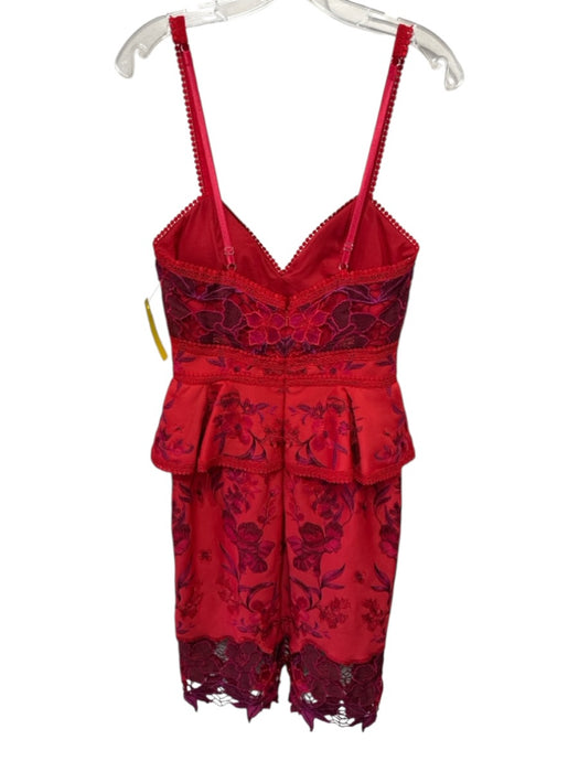 Marchesa Notte Size XS Red & Purple Polyester Spaghetti Strap Peplum Dress Red & Purple / XS