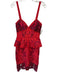 Marchesa Notte Size XS Red & Purple Polyester Spaghetti Strap Peplum Dress Red & Purple / XS