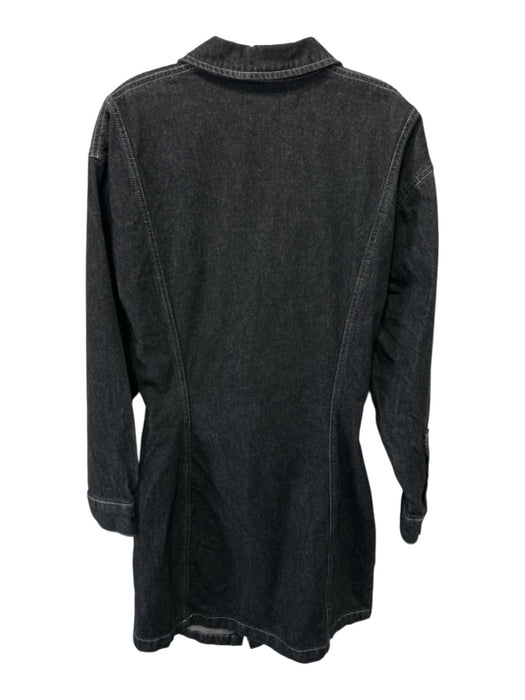 Ksubi Size Large Black Cotton Denim Long semi sheer sleeves Button Front Dress Black / Large