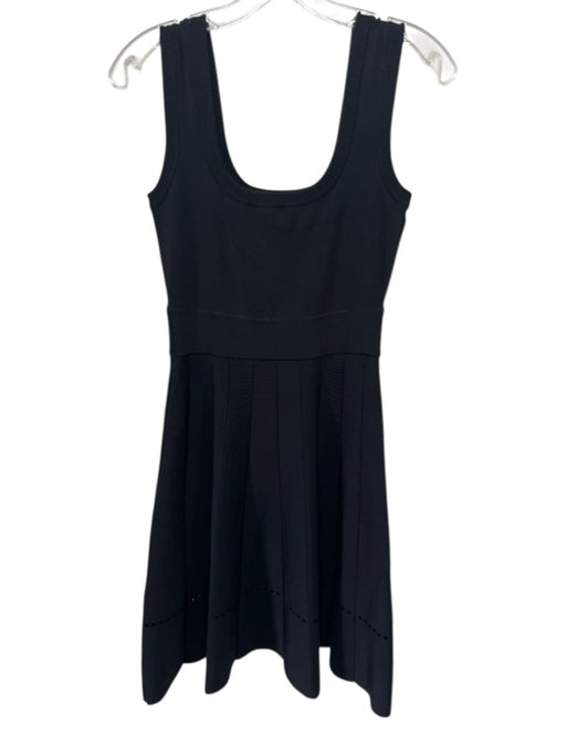 Herve Leger Size S Black Rayon Blend Sleeveless Sleeveless Perforated Dress Black / S