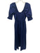 Hill House Size XS Navy Cotton Short Balloon Sleeve Elastic Neck Midi Dress Navy / XS