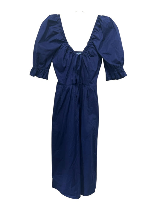Hill House Size XS Navy Cotton Short Balloon Sleeve Elastic Neck Midi Dress Navy / XS