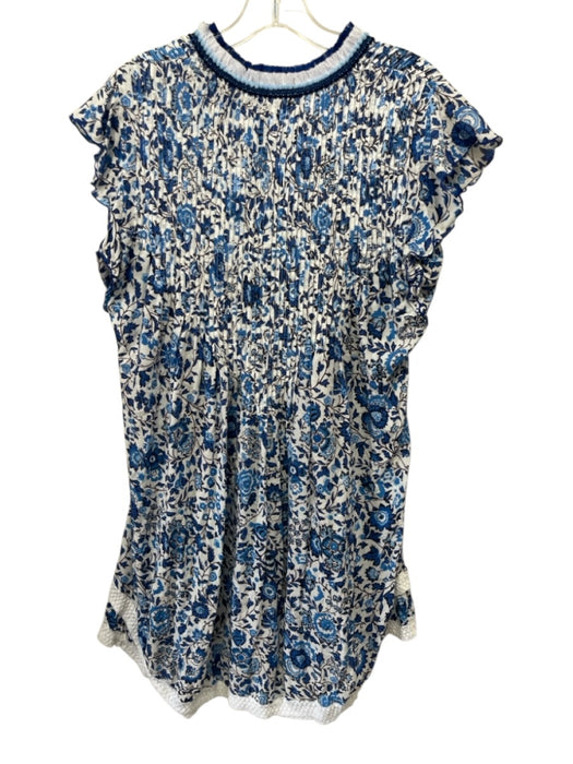 Poupette St. Barth Size L Blue, Light Blue & White Cotton Short Sleeve Dress Blue, Light Blue & White / L