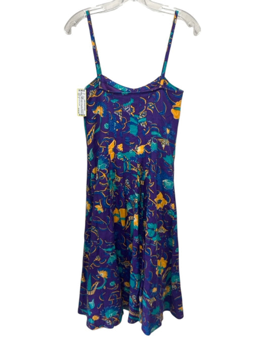 Derek Lam 10 Crosby Size 2 Purple, Yellow & Teal Cotton Sleeveless Floral Dress Purple, Yellow & Teal / 2