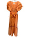 Ollari NY Size M Orange Cotton Ruffle Short Sleeve Crochet Neckline Maxi Dress Orange / M
