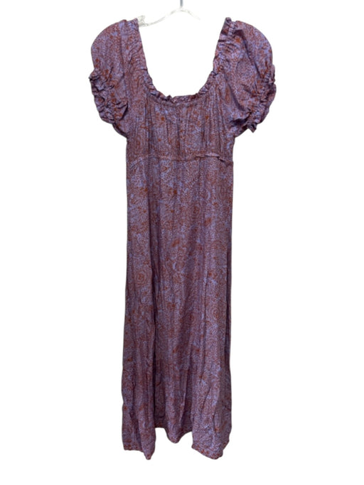 Natalie Martin Size S Lavender & Brown Rayon Short Sleeve Paisley Maxi Dress Lavender & Brown / S