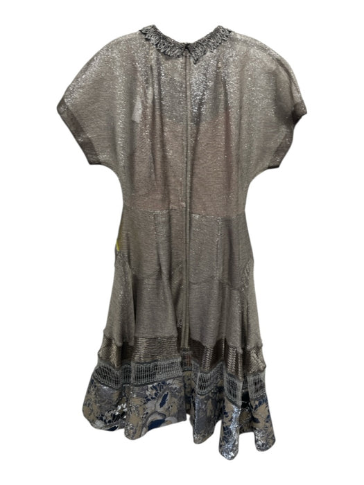 Byron Lars Size 6 Taupe, Navy & Green Polyester Blend Short Sleeve Dress Taupe, Navy & Green / 6