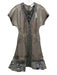Byron Lars Size 6 Taupe, Navy & Green Polyester Blend Short Sleeve Dress Taupe, Navy & Green / 6