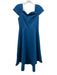 Elliatt Size S Teal Blue Nylon Blend Cap Sleeve Darted High Low Back Zip Dress Teal Blue / S