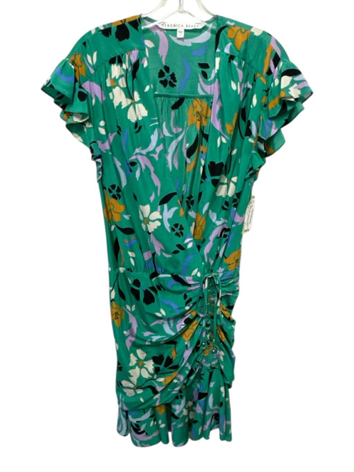 Veronica Beard Size 2 Green, Yellow & Multicolor Silk Blend Short Sleeve Dress Green, Yellow & Multicolor / 2