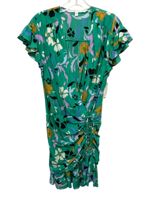 Veronica Beard Size 2 Green, Yellow & Multicolor Silk Blend Short Sleeve Dress Green, Yellow & Multicolor / 2