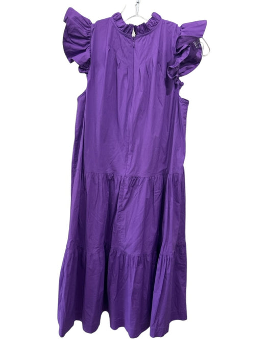 Sea New York Size 2 Purple Cotton Short Cap Sleeve Ruffle Neckline Darted Dress Purple / 2