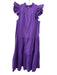 Sea New York Size 2 Purple Cotton Short Cap Sleeve Ruffle Neckline Darted Dress Purple / 2