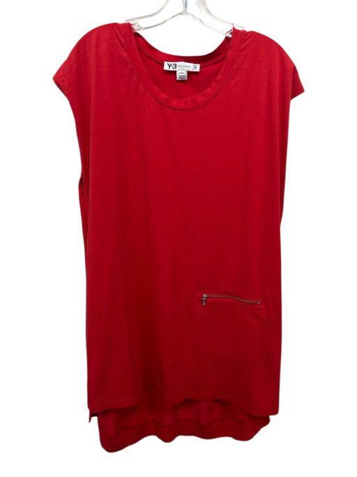 Y-3 Adidas Size M Red Cotton Sleeveless Zipper Detail Above knee Dress Red / M