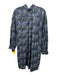 Ann Mashburn Size L Black & Purple Cotton Long Balloon Sleeve 1/4 Button Dress Black & Purple / L