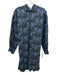 Ann Mashburn Size L Black & Purple Cotton Long Balloon Sleeve 1/4 Button Dress Black & Purple / L