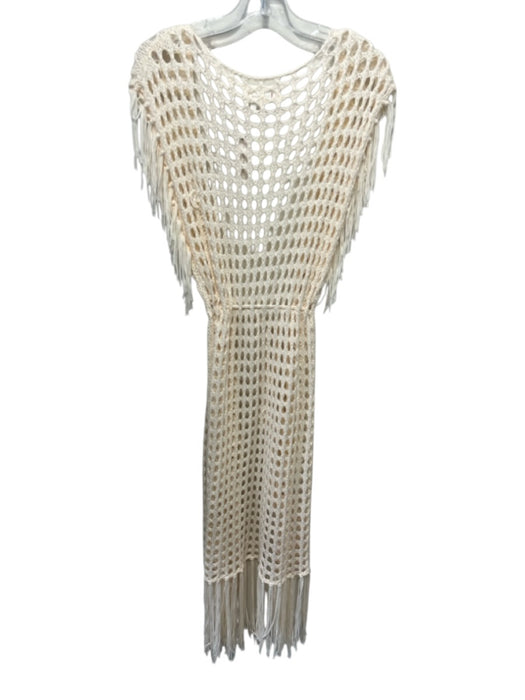 Anthropologie Size One Size Cream Acrylic Crochet Open Knit Waist tie Coverup Cream / One Size