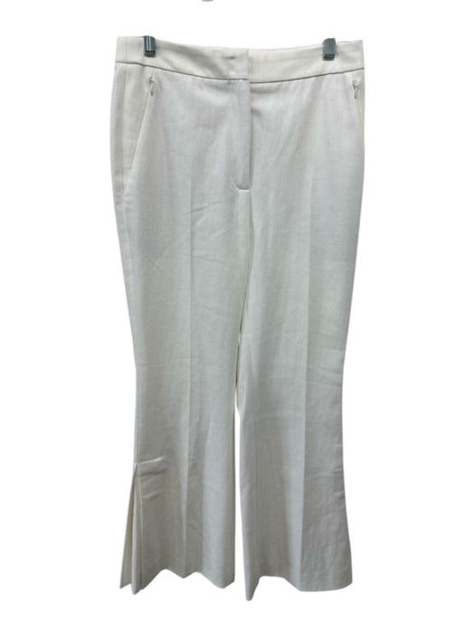 Akris Size 4 White Cotton High Rise Zip & Hook Closure Flare Trouser Pants White / 4