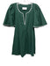 Pomander Place Size Small Hunter Green Cotton Short flutter sleeve V Neck Dress Hunter Green / Small