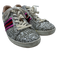 Gucci Shoe Size 39 Silver, Pink & Multi Leather Glitter Stripes Lace Up Sneakers Silver, Pink & Multi / 39