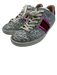 Gucci Shoe Size 39 Silver, Pink & Multi Leather Glitter Stripes Lace Up Sneakers Silver, Pink & Multi / 39