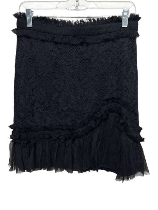 Alexis Size M Navy & Black Nylon Blend Lace Overlay Chiffon Trim Skirt Navy & Black / M