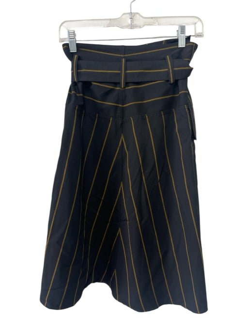 Vince Size 0 Black & Mustard Yellow Rayon Blend Wrap Vertical Stripes Skirt Black & Mustard Yellow / 0