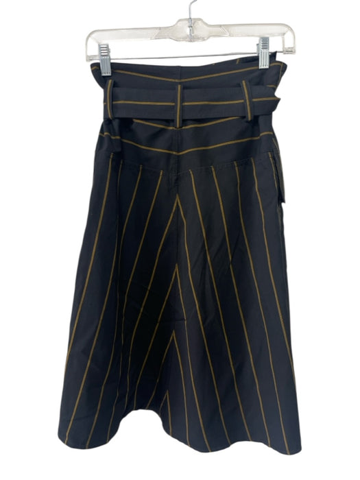 Vince Size 0 Black & Mustard Yellow Rayon Blend Wrap Vertical Stripes Skirt Black & Mustard Yellow / 0