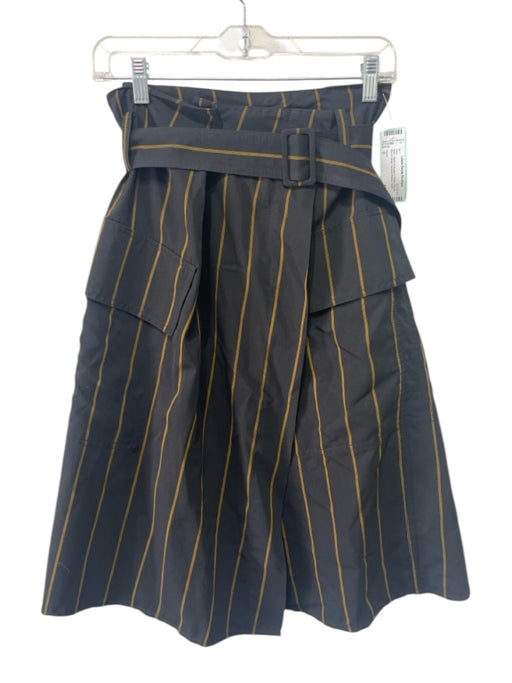 Vince Size 0 Black & Mustard Yellow Rayon Blend Wrap Vertical Stripes Skirt Black & Mustard Yellow / 0