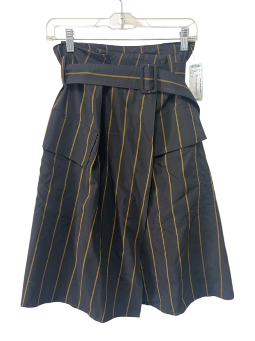 Vince Size 0 Black & Mustard Yellow Rayon Blend Wrap Vertical Stripes Skirt Black & Mustard Yellow / 0