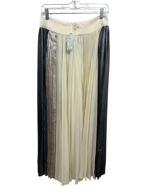 Noir Sachinbabi Size M Pale Yellow & Gunmetal Silver Polyester Pleated Skirt Pale Yellow & Gunmetal Silver / M