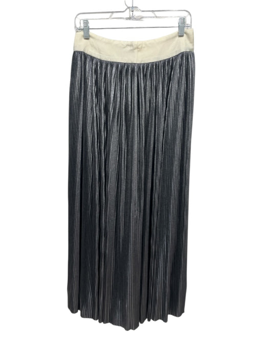 Noir Sachinbabi Size M Pale Yellow & Gunmetal Silver Polyester Pleated Skirt Pale Yellow & Gunmetal Silver / M