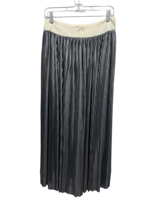 Noir Sachinbabi Size M Pale Yellow & Gunmetal Silver Polyester Pleated Skirt Pale Yellow & Gunmetal Silver / M