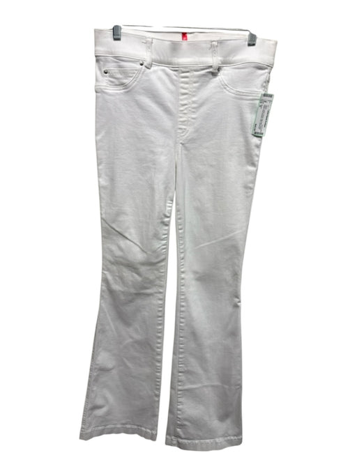 Spanx Size M White Cotton Denim High Rise Elastic Waist Back pockets Flare Jeans White / M