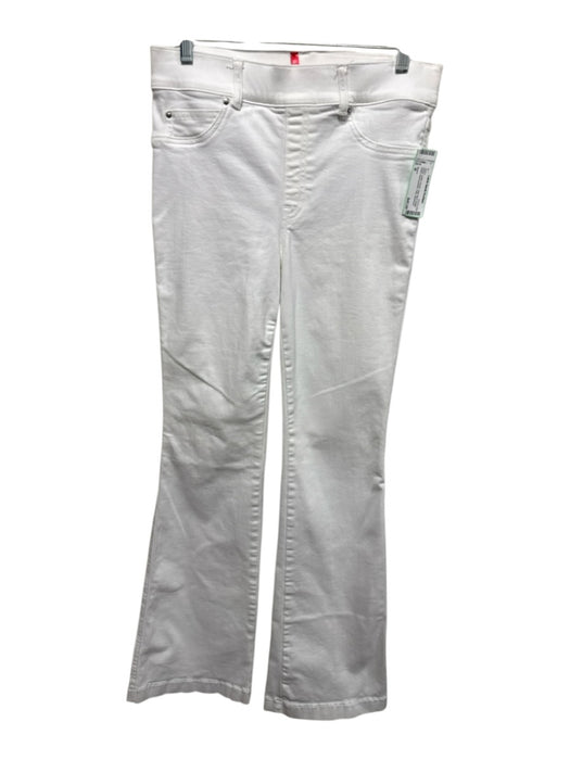 Spanx Size M White Cotton Denim High Rise Elastic Waist Back pockets Flare Jeans White / M