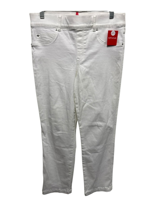Spanx Size L White Cotton Denim High Rise Elastic Waist Back pockets Jeans White / L